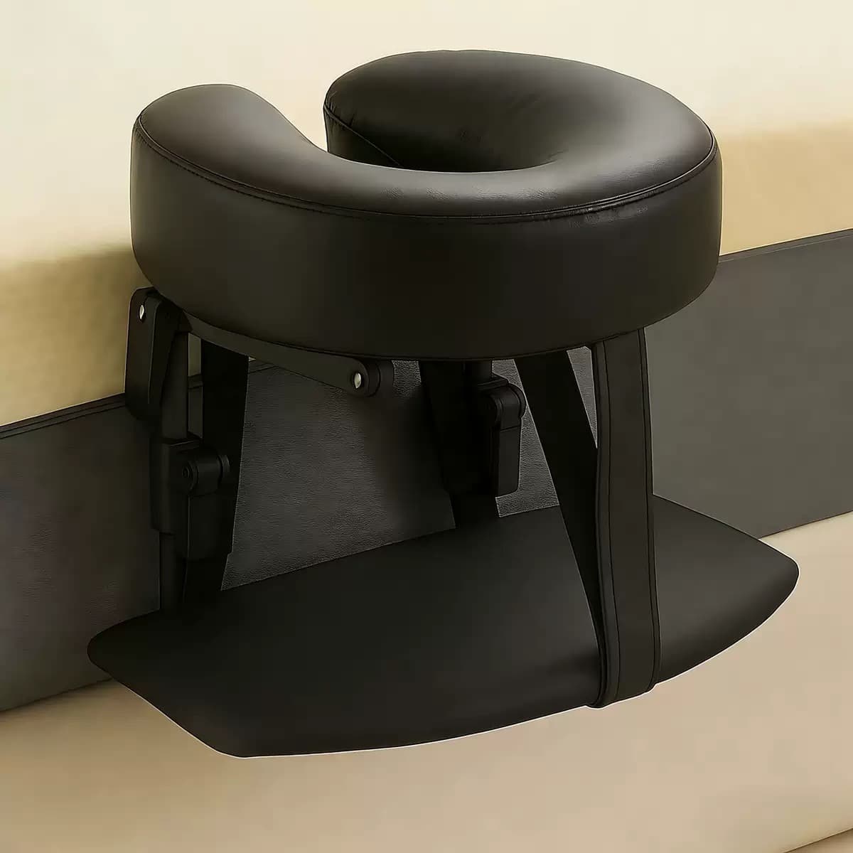 Close-up of the cradle held firmly in place under the mattress edge